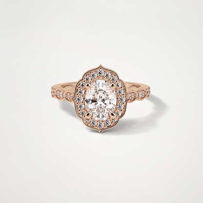 Oval Pave & Halo Lab Grown Diamond Engagement Ring