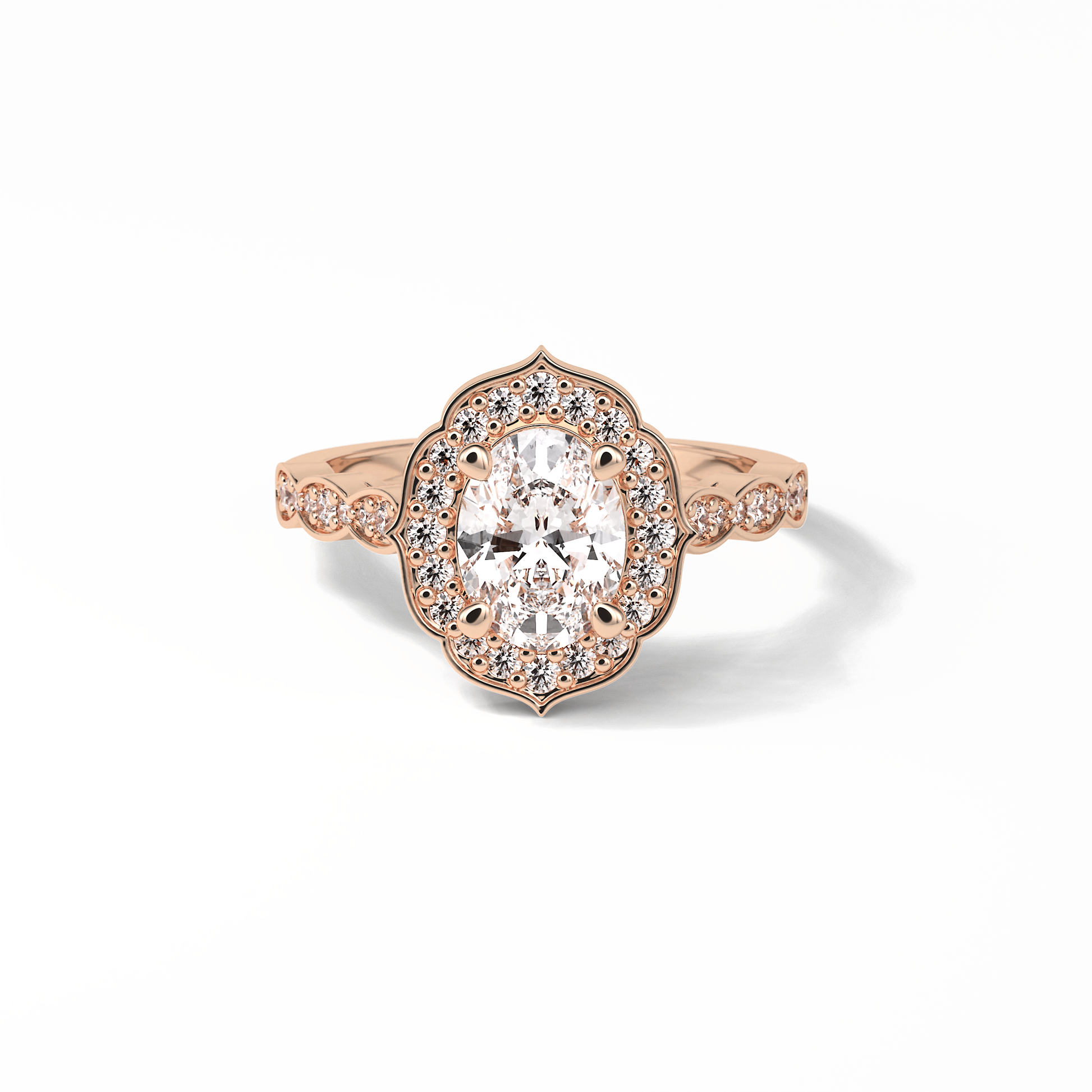 Oval Pave & Halo Lab Grown Diamond Engagement Ring