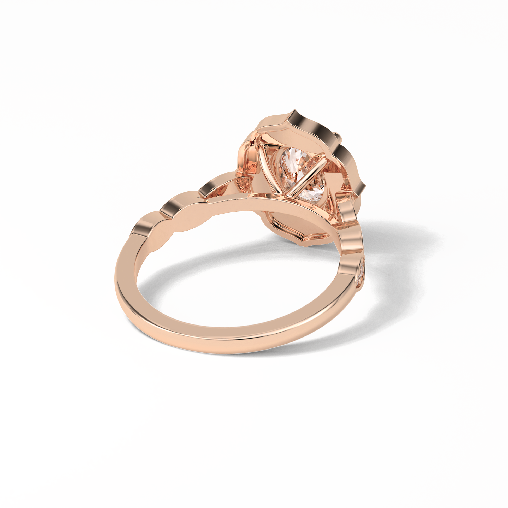 Oval Pave & Halo Lab Grown Diamond Engagement Ring