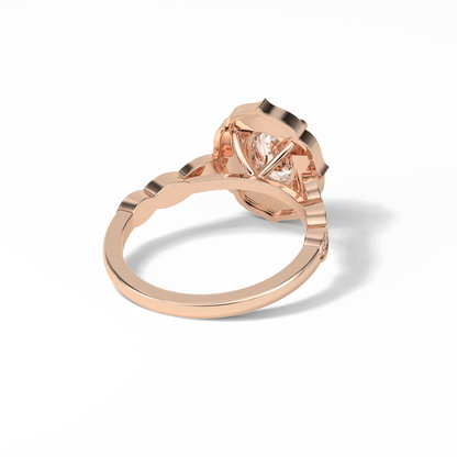 Oval Pave & Halo Lab Grown Diamond Engagement Ring