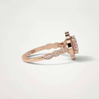 Oval Pave & Halo Lab Grown Diamond Engagement Ring