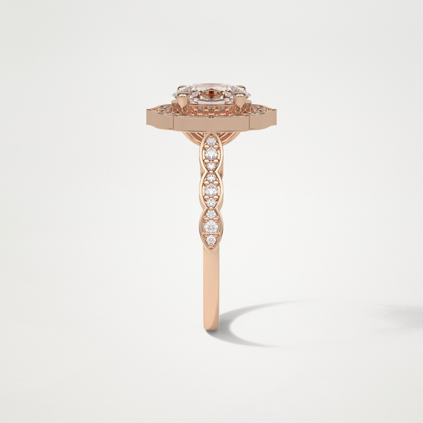 Oval Pave & Halo Lab Grown Diamond Engagement Ring