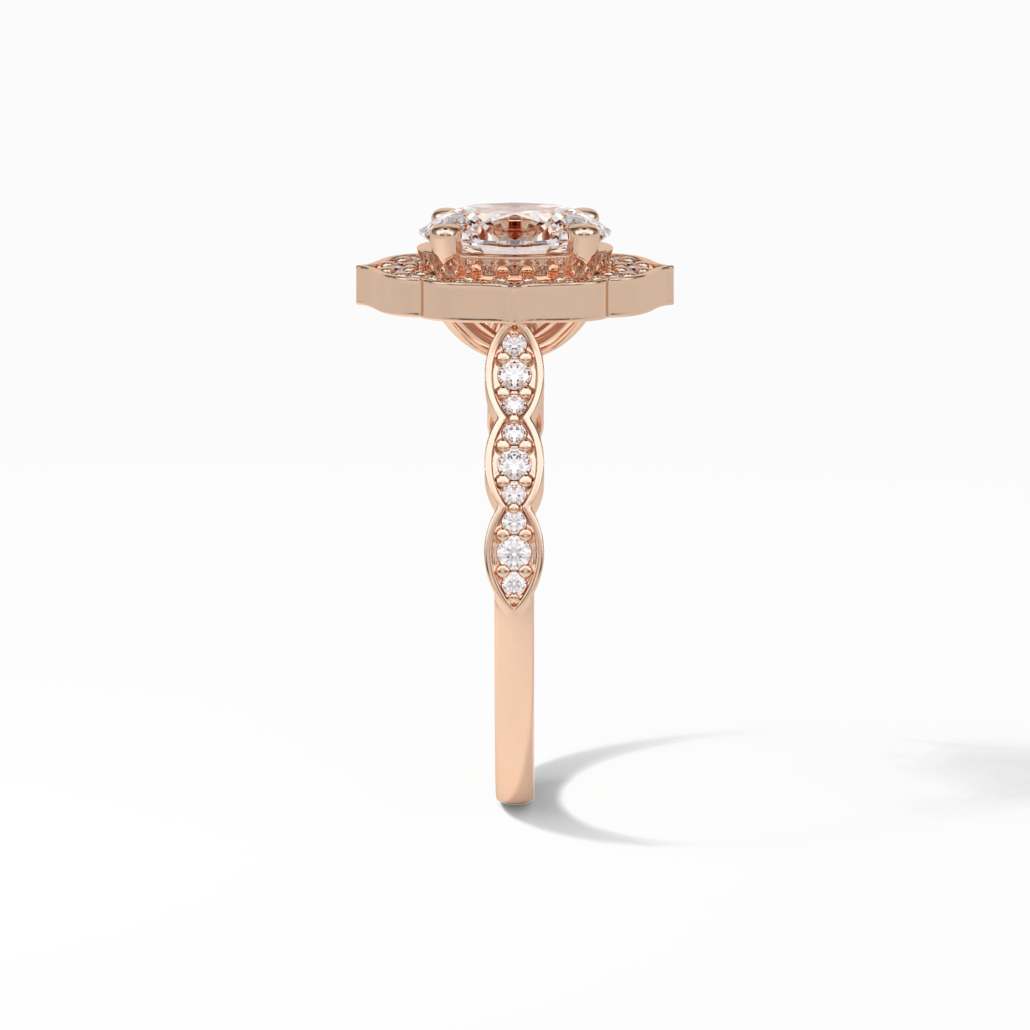 Oval Pave & Halo Lab Grown Diamond Engagement Ring