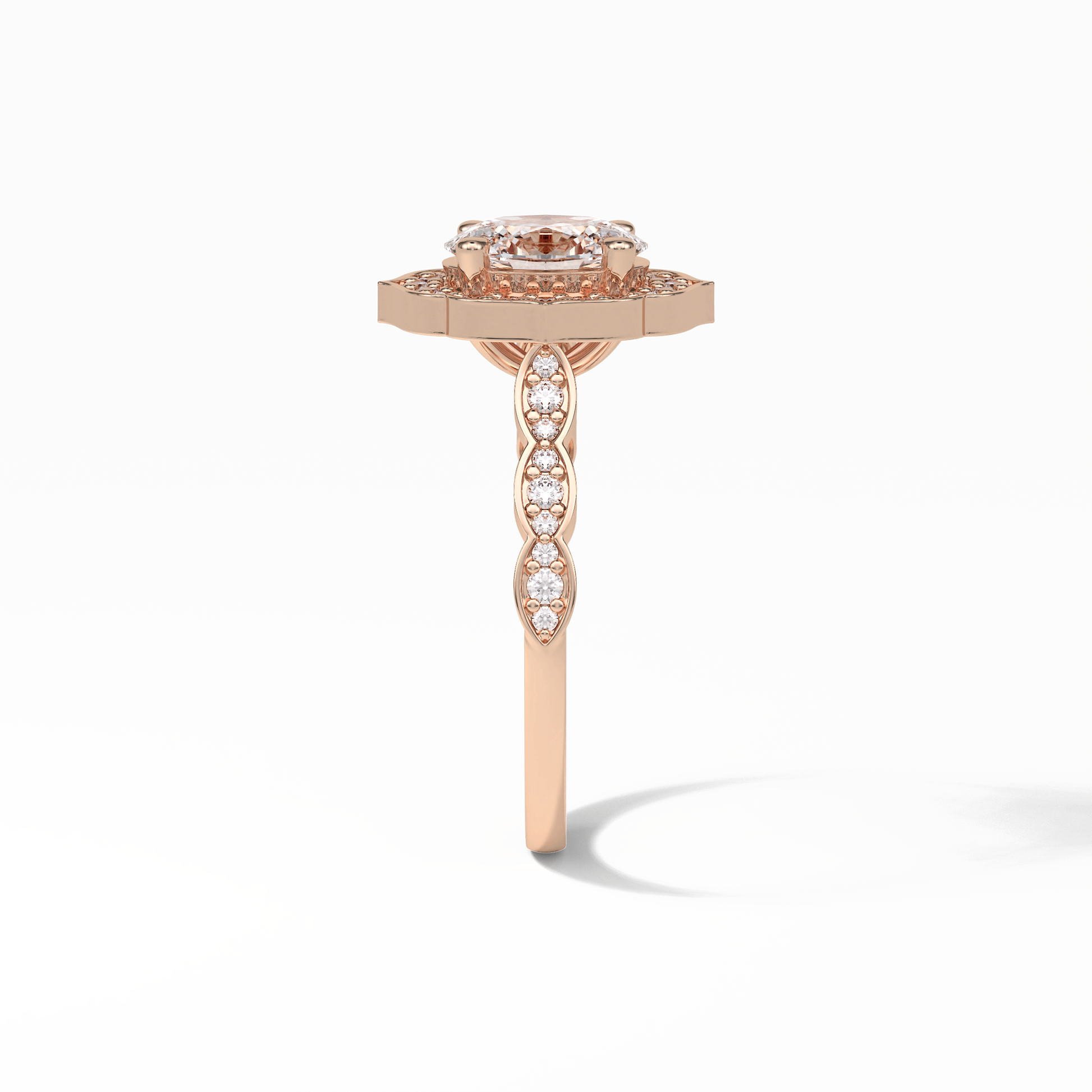 Oval Pave & Halo Lab Grown Diamond Engagement Ring