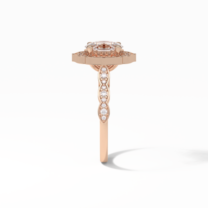 Oval Pave & Halo Lab Grown Diamond Engagement Ring