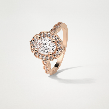 Oval Pave & Halo Lab Grown Diamond Engagement Ring
