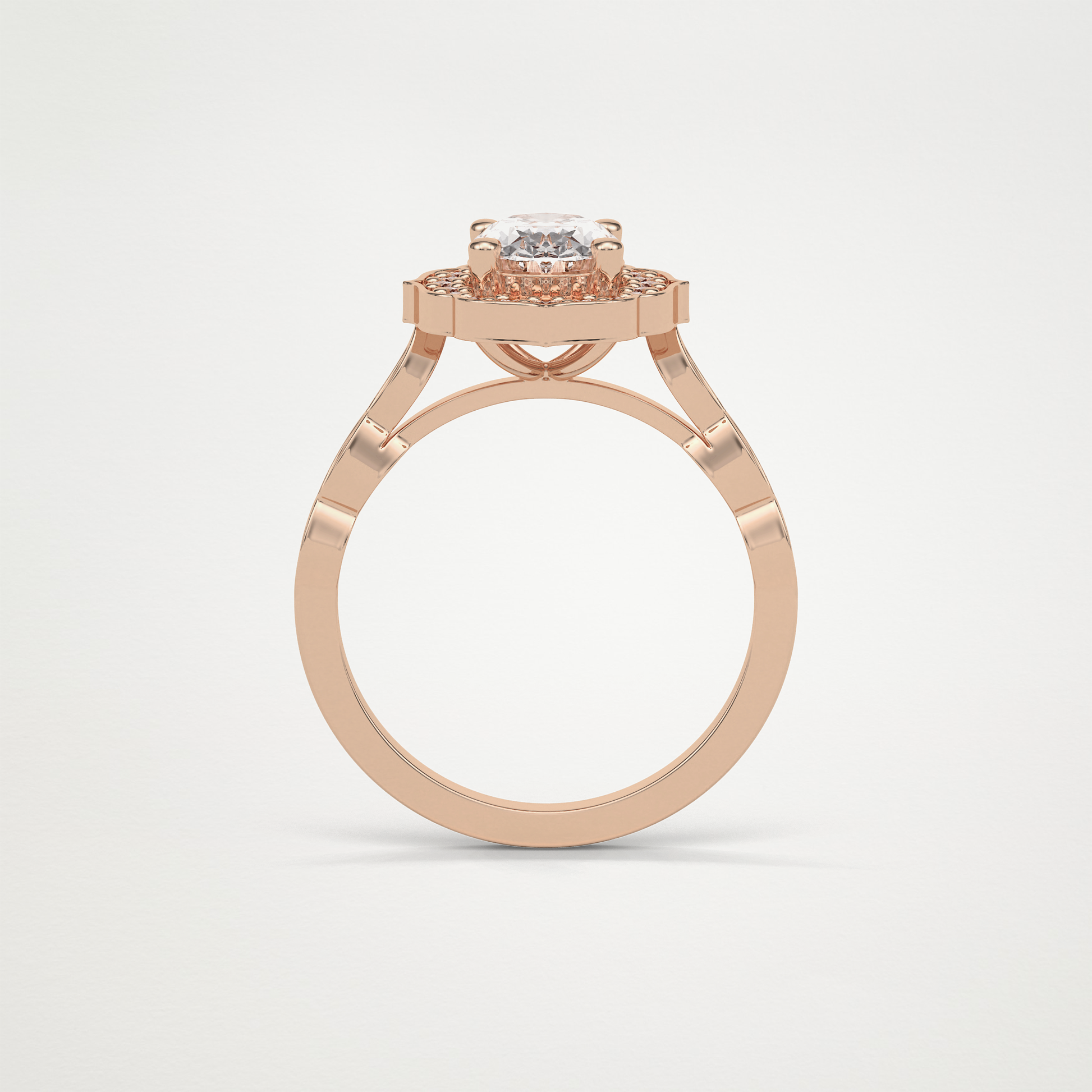 Oval Pave & Halo Lab Grown Diamond Engagement Ring
