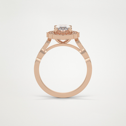 Oval Pave & Halo Lab Grown Diamond Engagement Ring