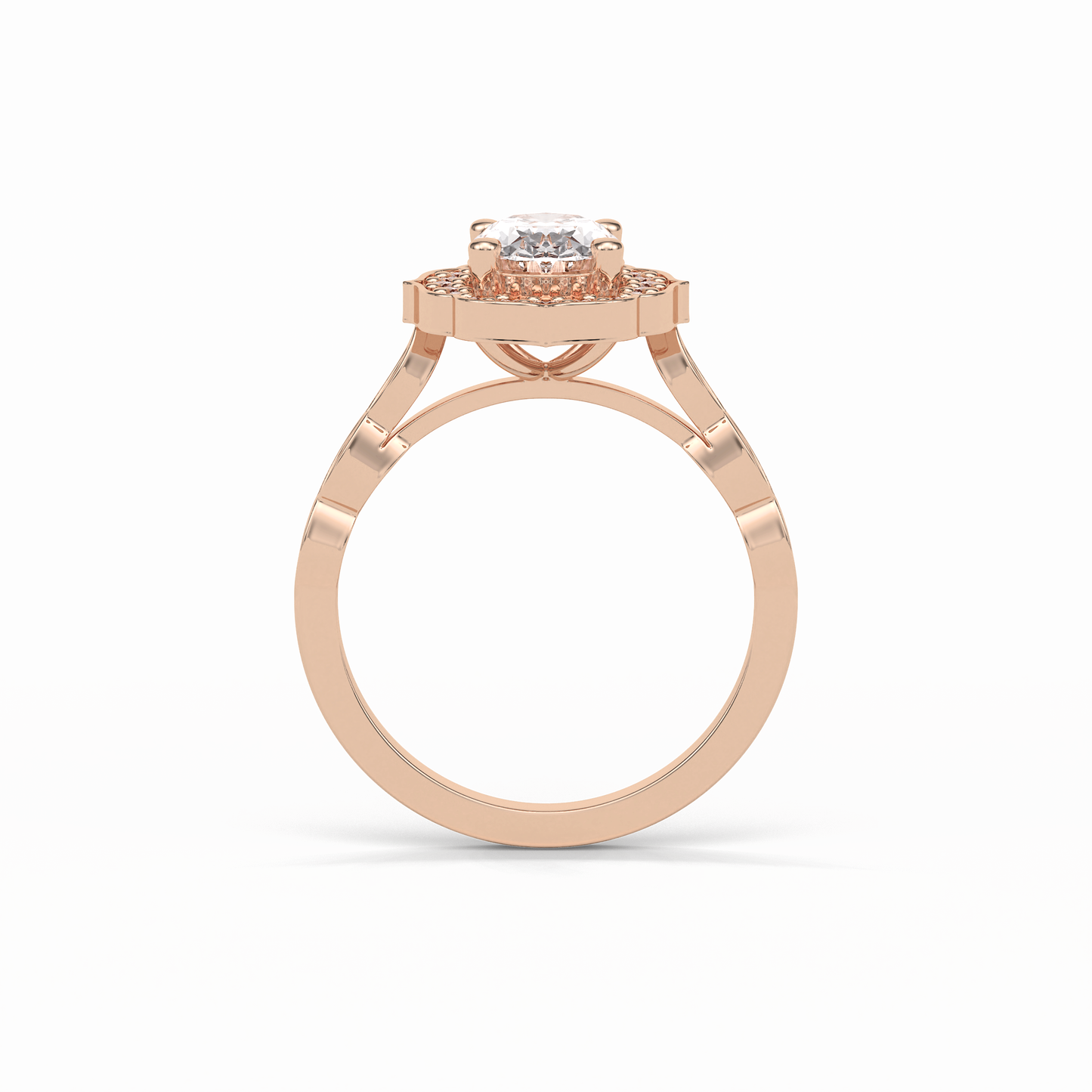 Oval Pave & Halo Lab Grown Diamond Engagement Ring