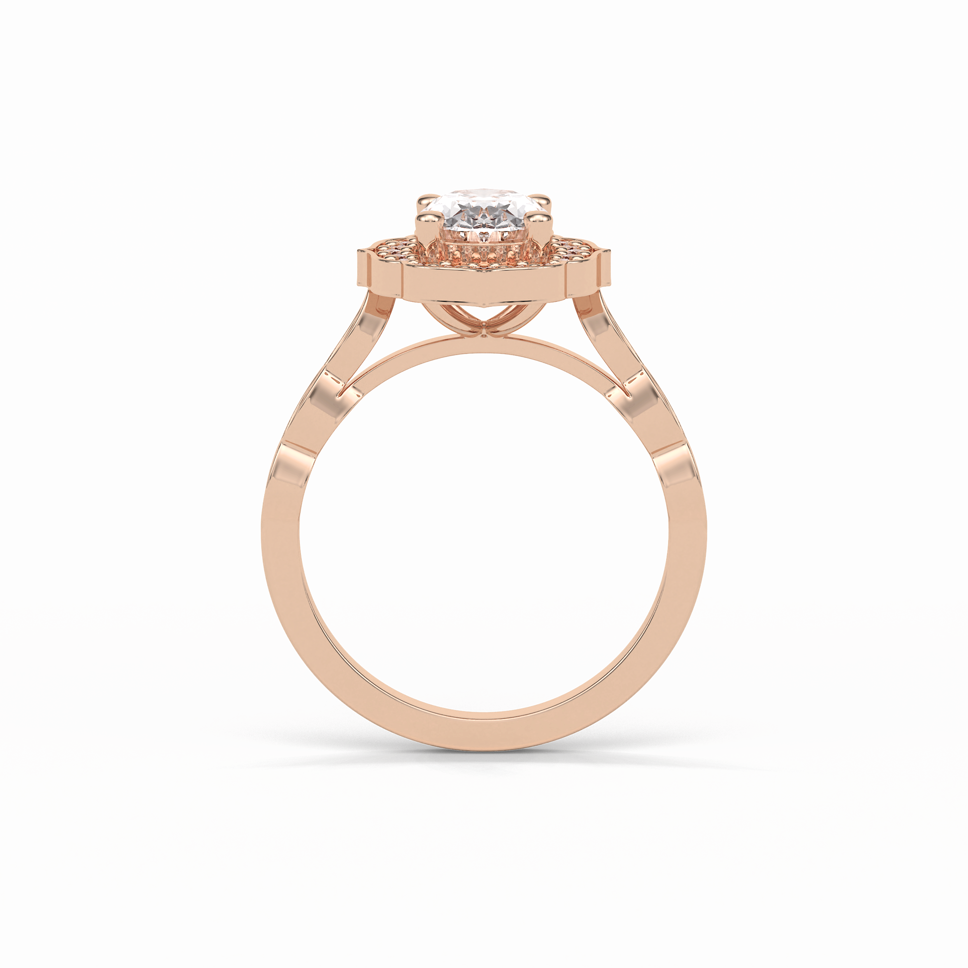 Oval Pave & Halo Lab Grown Diamond Engagement Ring
