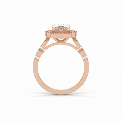 Oval Pave & Halo Lab Grown Diamond Engagement Ring