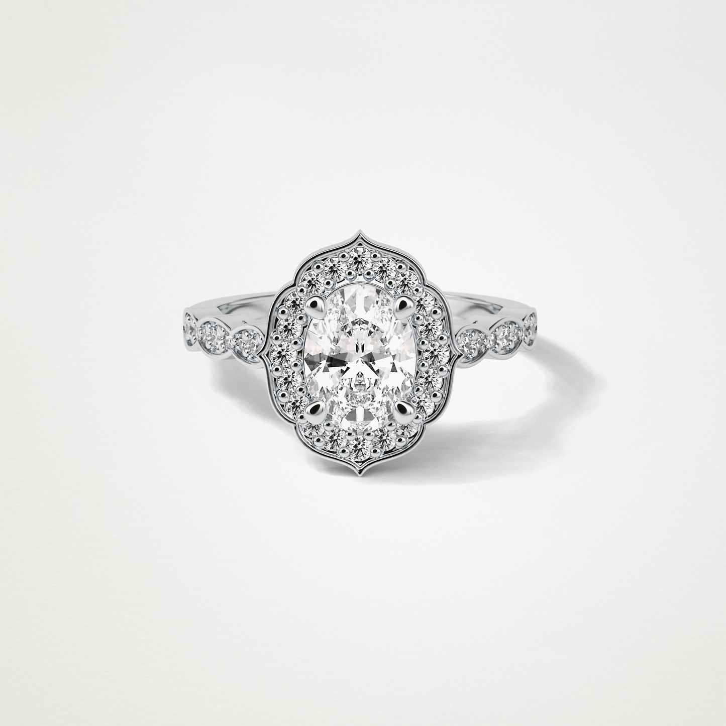 Oval Pave & Halo Lab Grown Diamond Engagement Ring
