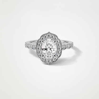 Oval Pave & Halo Lab Grown Diamond Engagement Ring