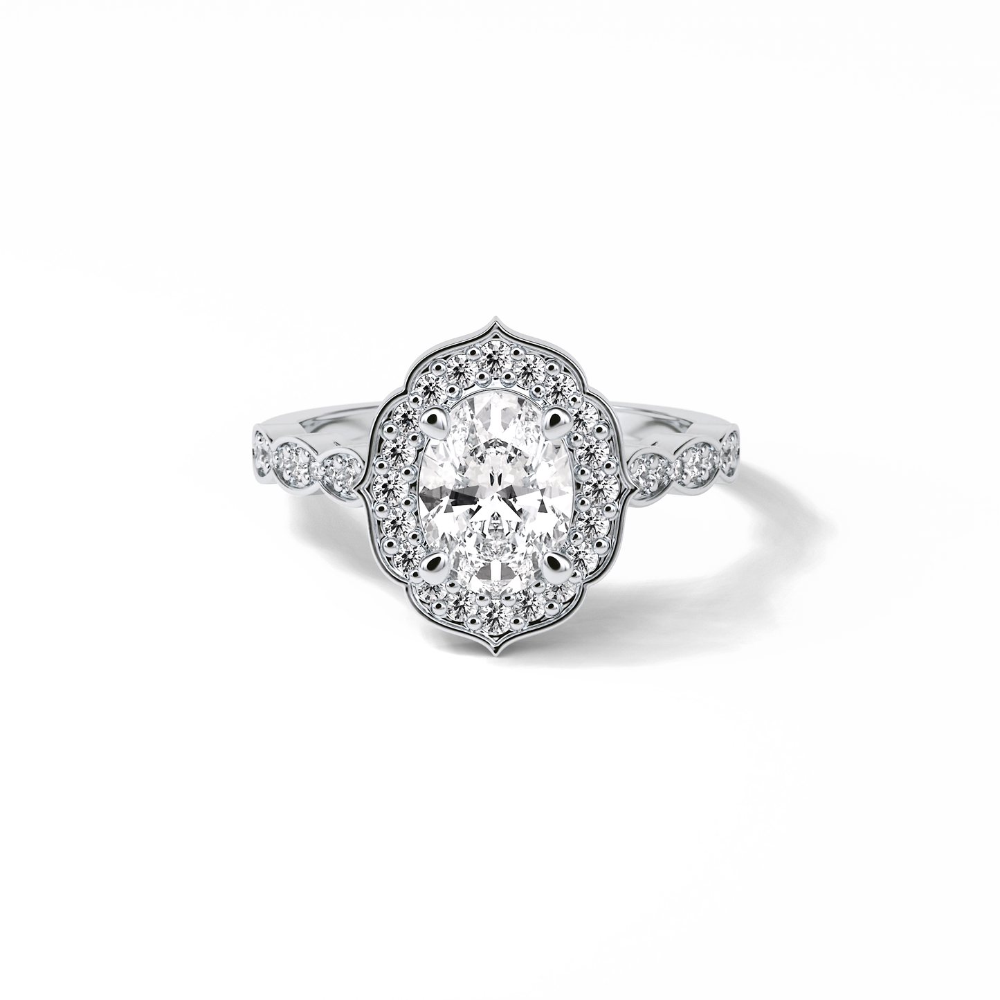 Oval Pave & Halo Lab Grown Diamond Engagement Ring