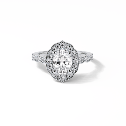 Oval Pave & Halo Lab Grown Diamond Engagement Ring