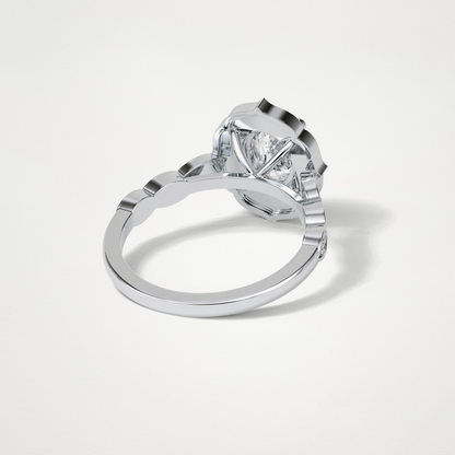Oval Pave & Halo Lab Grown Diamond Engagement Ring