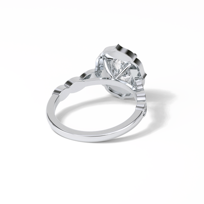 Oval Pave & Halo Lab Grown Diamond Engagement Ring