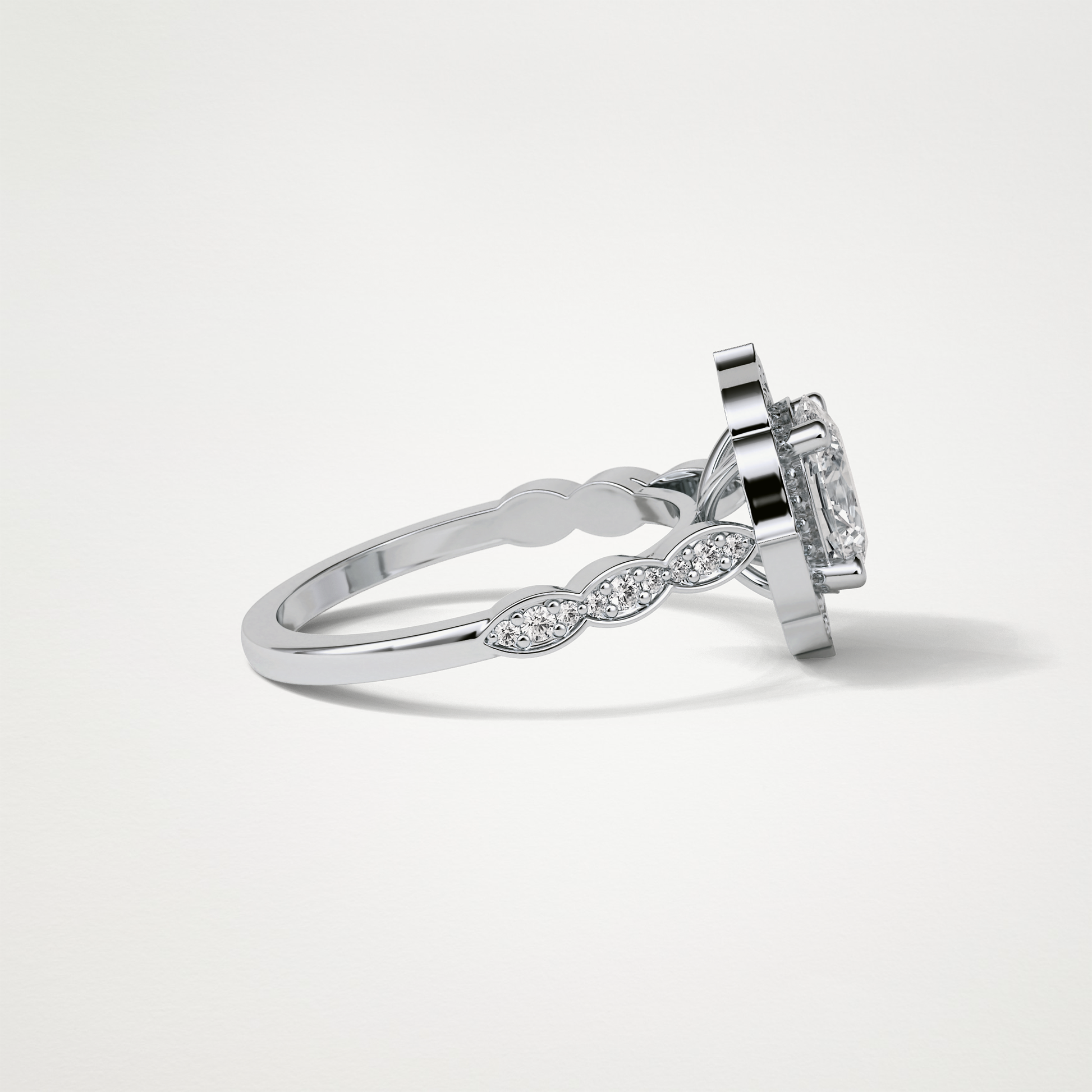 Oval Pave & Halo Lab Grown Diamond Engagement Ring