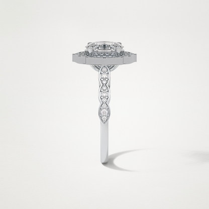 Oval Pave & Halo Lab Grown Diamond Engagement Ring