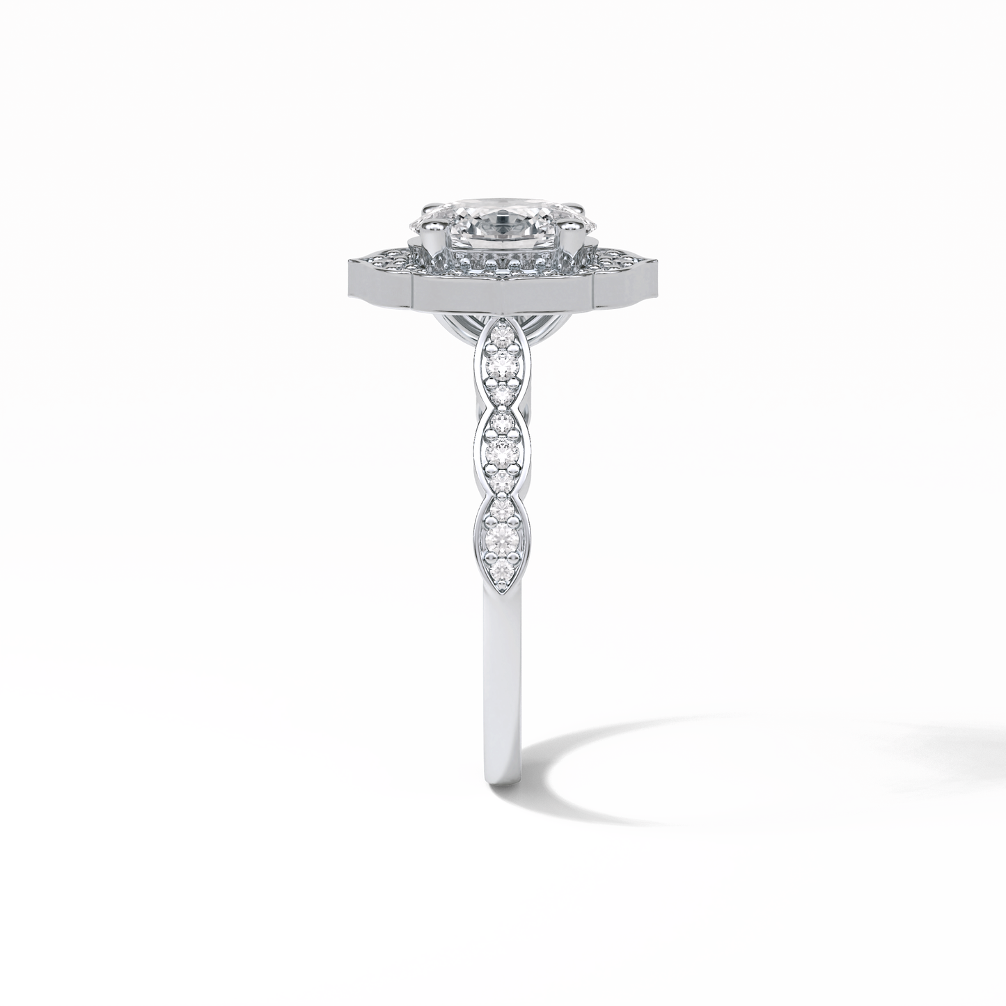 Oval Pave & Halo Lab Grown Diamond Engagement Ring