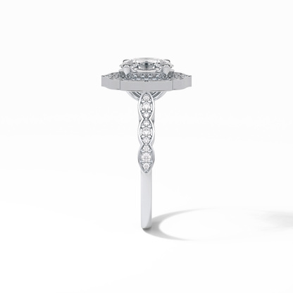 Oval Pave & Halo Lab Grown Diamond Engagement Ring
