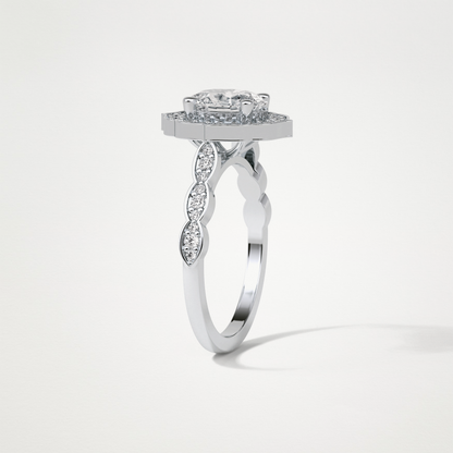 Oval Pave & Halo Lab Grown Diamond Engagement Ring