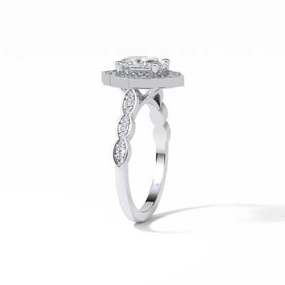 Oval Pave & Halo Lab Grown Diamond Engagement Ring