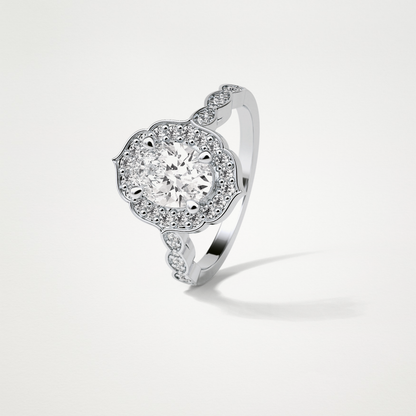 Oval Pave & Halo Lab Grown Diamond Engagement Ring