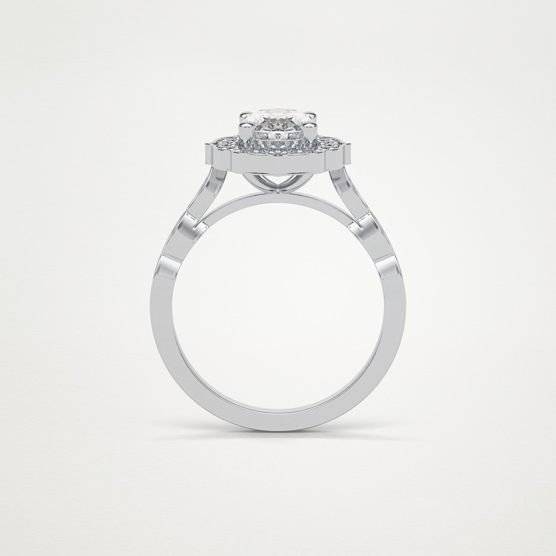 Oval Pave & Halo Lab Grown Diamond Engagement Ring