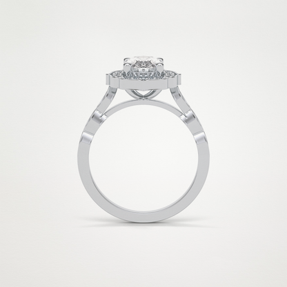 Oval Pave & Halo Lab Grown Diamond Engagement Ring