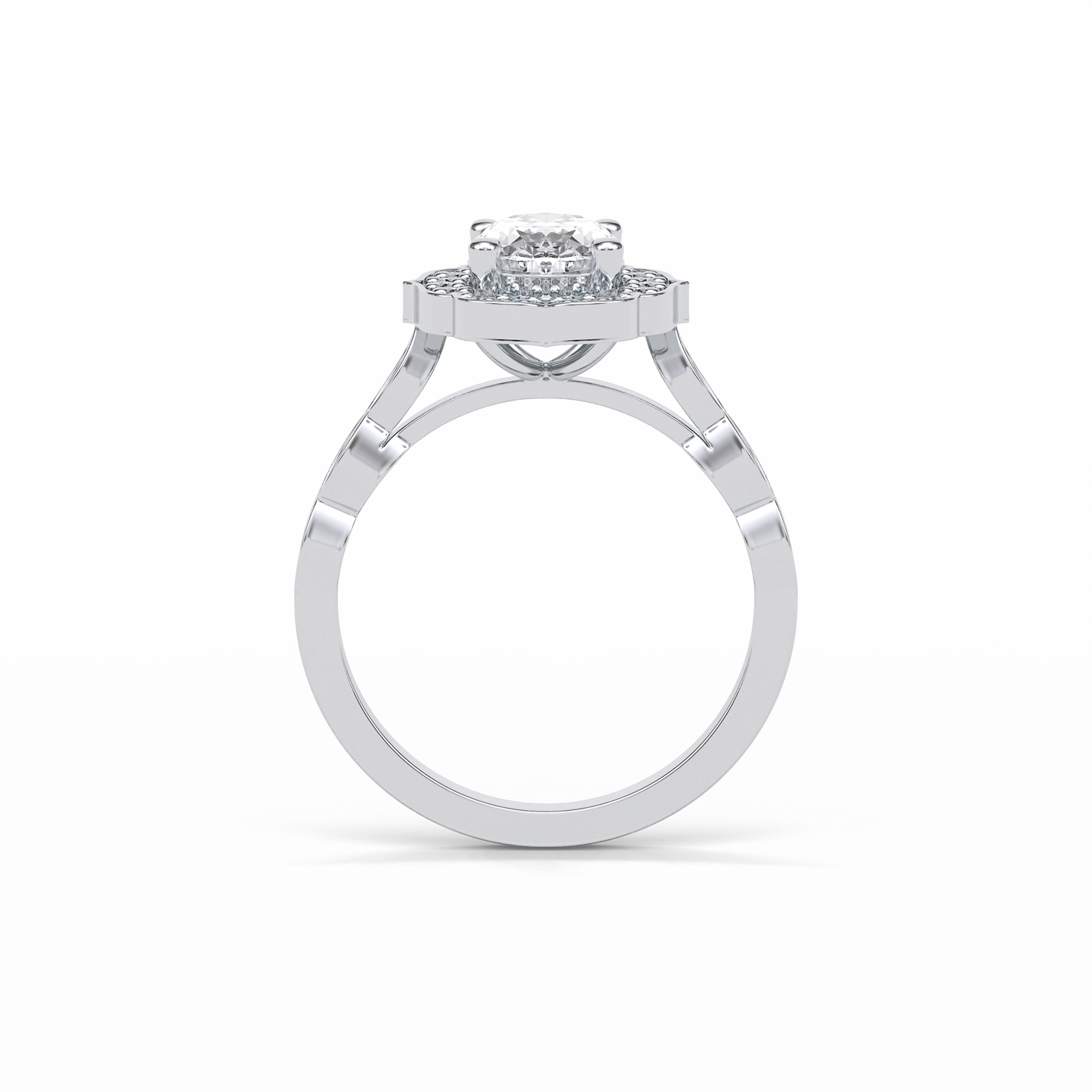 Oval Pave & Halo Lab Grown Diamond Engagement Ring