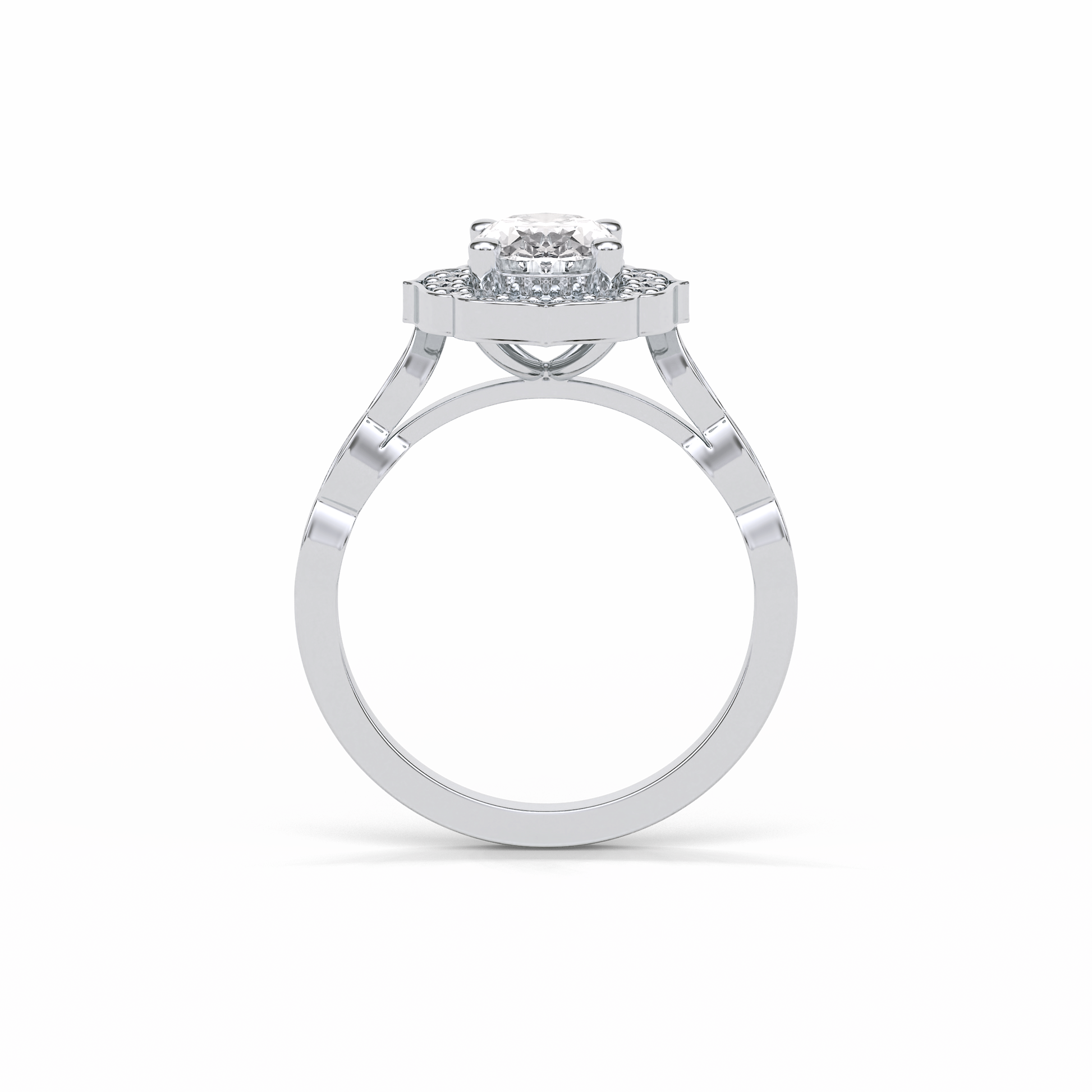Oval Pave & Halo Lab Grown Diamond Engagement Ring