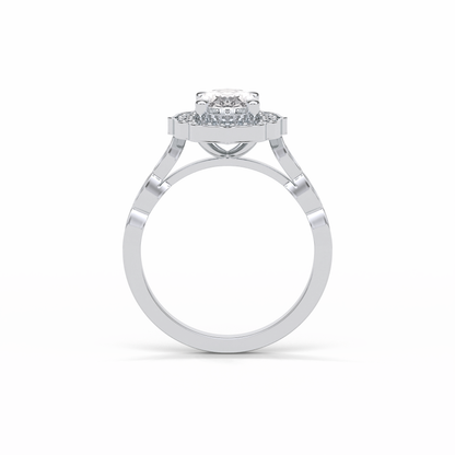 Oval Pave & Halo Lab Grown Diamond Engagement Ring