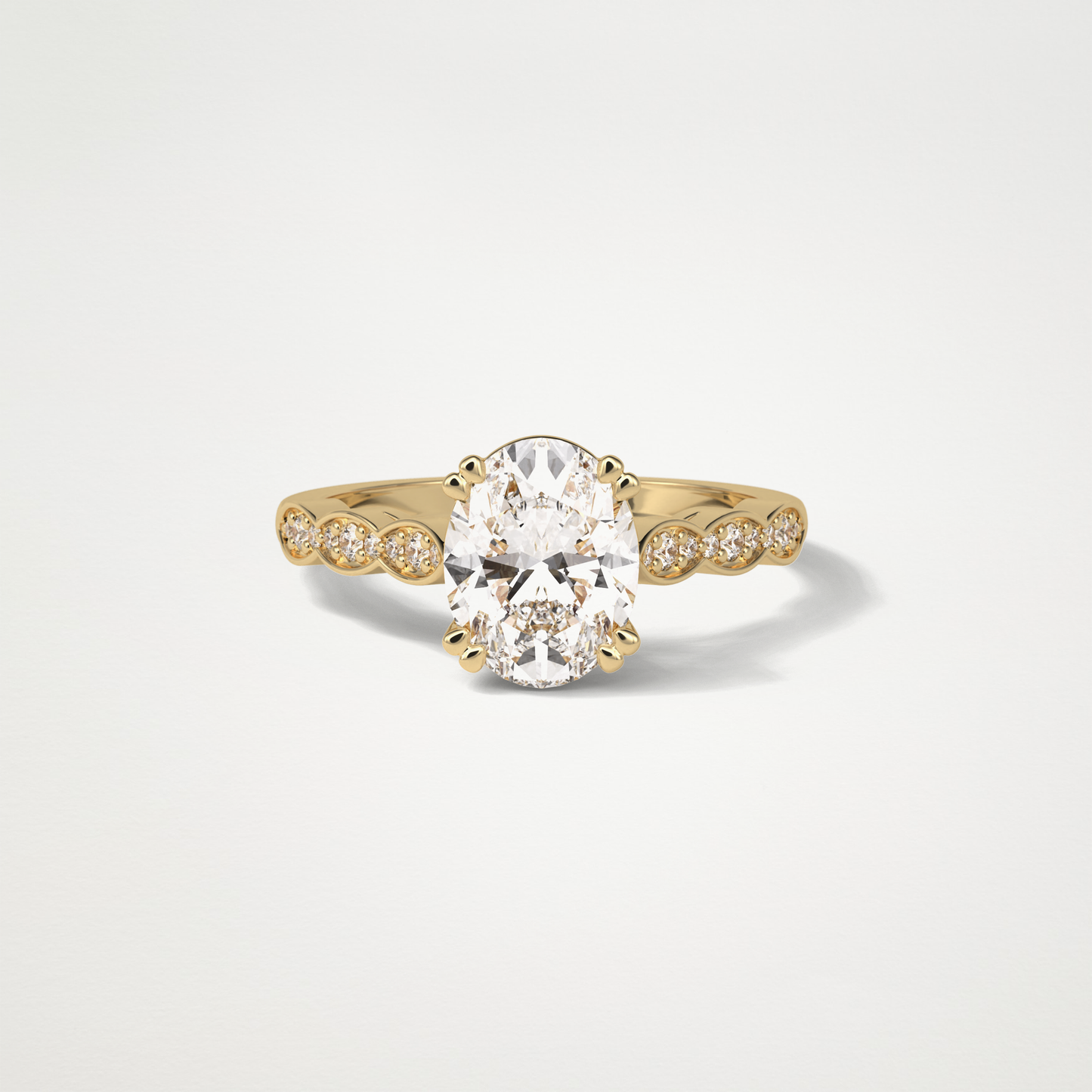Oval Pave & Halo Lab Grown Diamond Engagement Ring