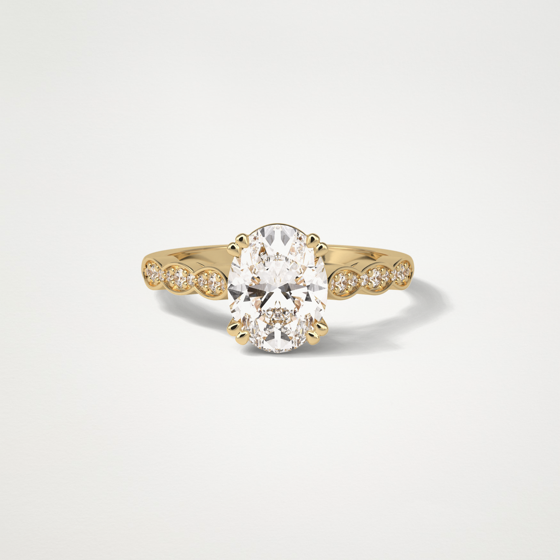 Oval Pave & Halo Lab Grown Diamond Engagement Ring