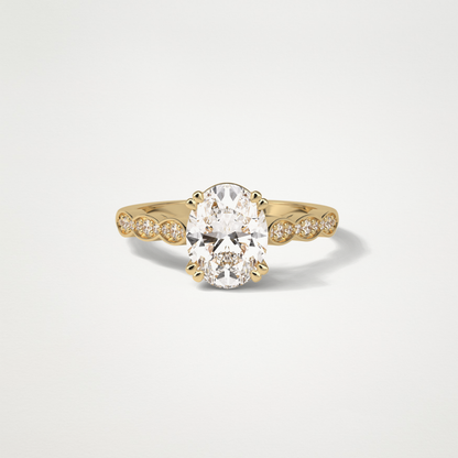 Oval Pave & Halo Lab Grown Diamond Engagement Ring
