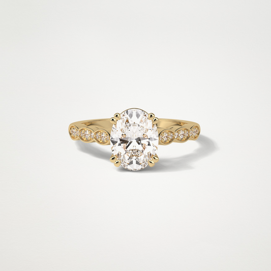 Oval Pave & Halo Lab Grown Diamond Engagement Ring