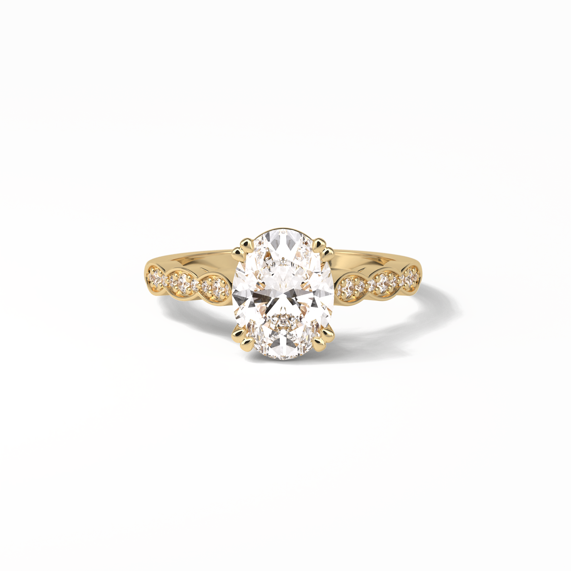Oval Pave & Halo Lab Grown Diamond Engagement Ring