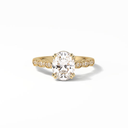 Oval Pave & Halo Lab Grown Diamond Engagement Ring