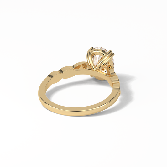 Oval Pave & Halo Lab Grown Diamond Engagement Ring