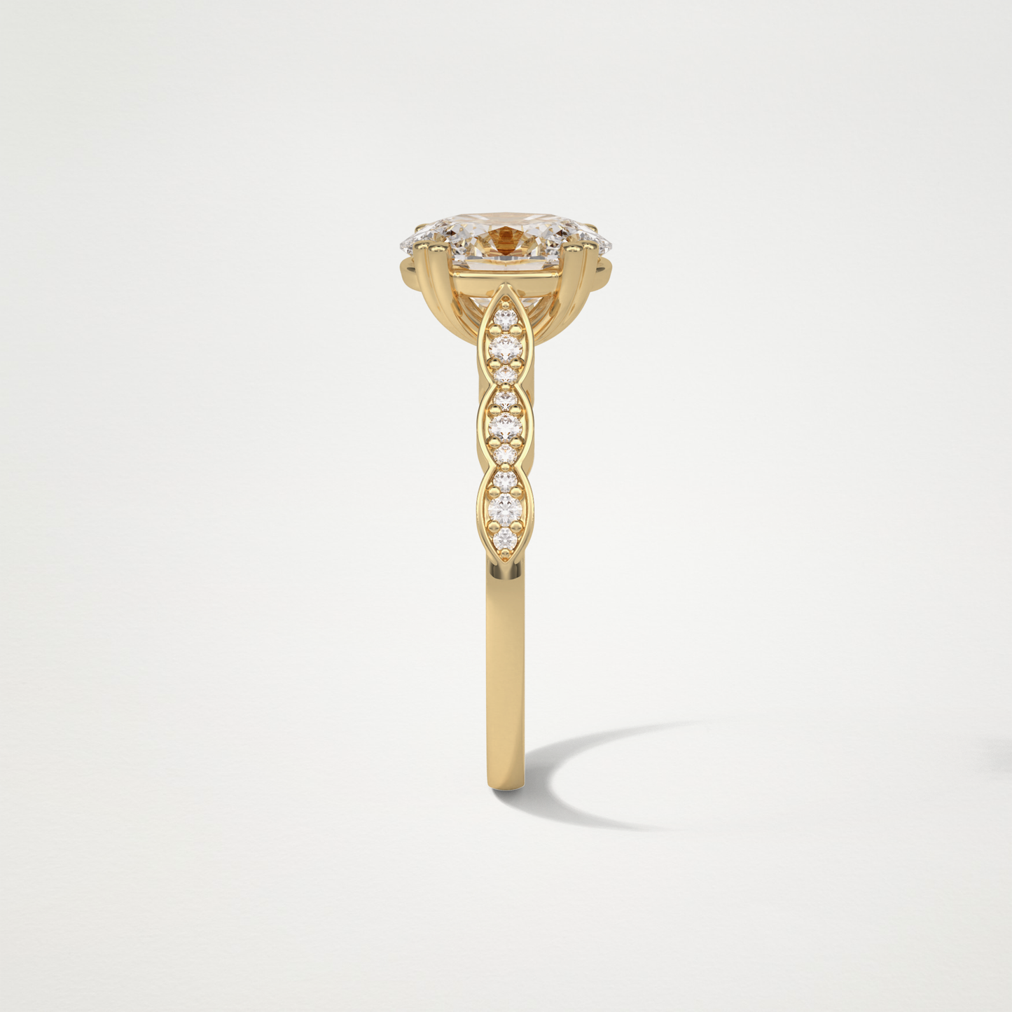 Oval Pave & Halo Lab Grown Diamond Engagement Ring