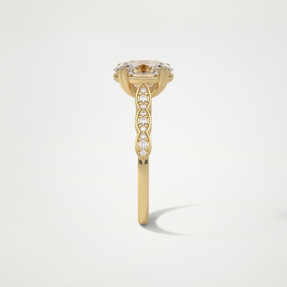 Oval Pave & Halo Lab Grown Diamond Engagement Ring