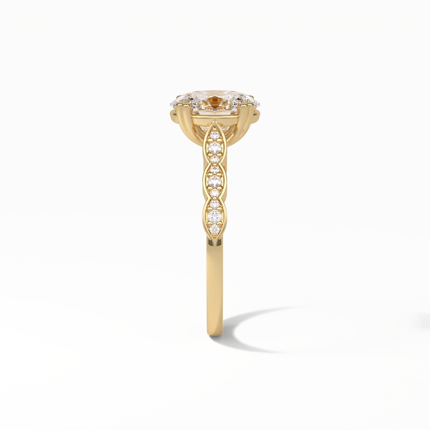 Oval Pave & Halo Lab Grown Diamond Engagement Ring