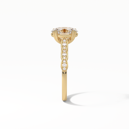 Oval Pave & Halo Lab Grown Diamond Engagement Ring