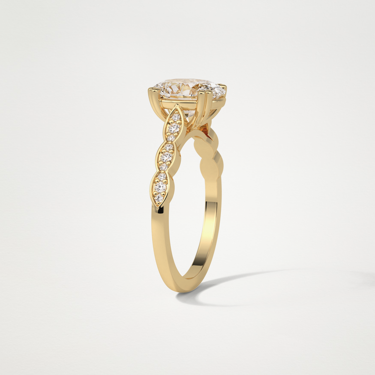 Oval Pave & Halo Lab Grown Diamond Engagement Ring