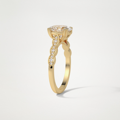Oval Pave & Halo Lab Grown Diamond Engagement Ring