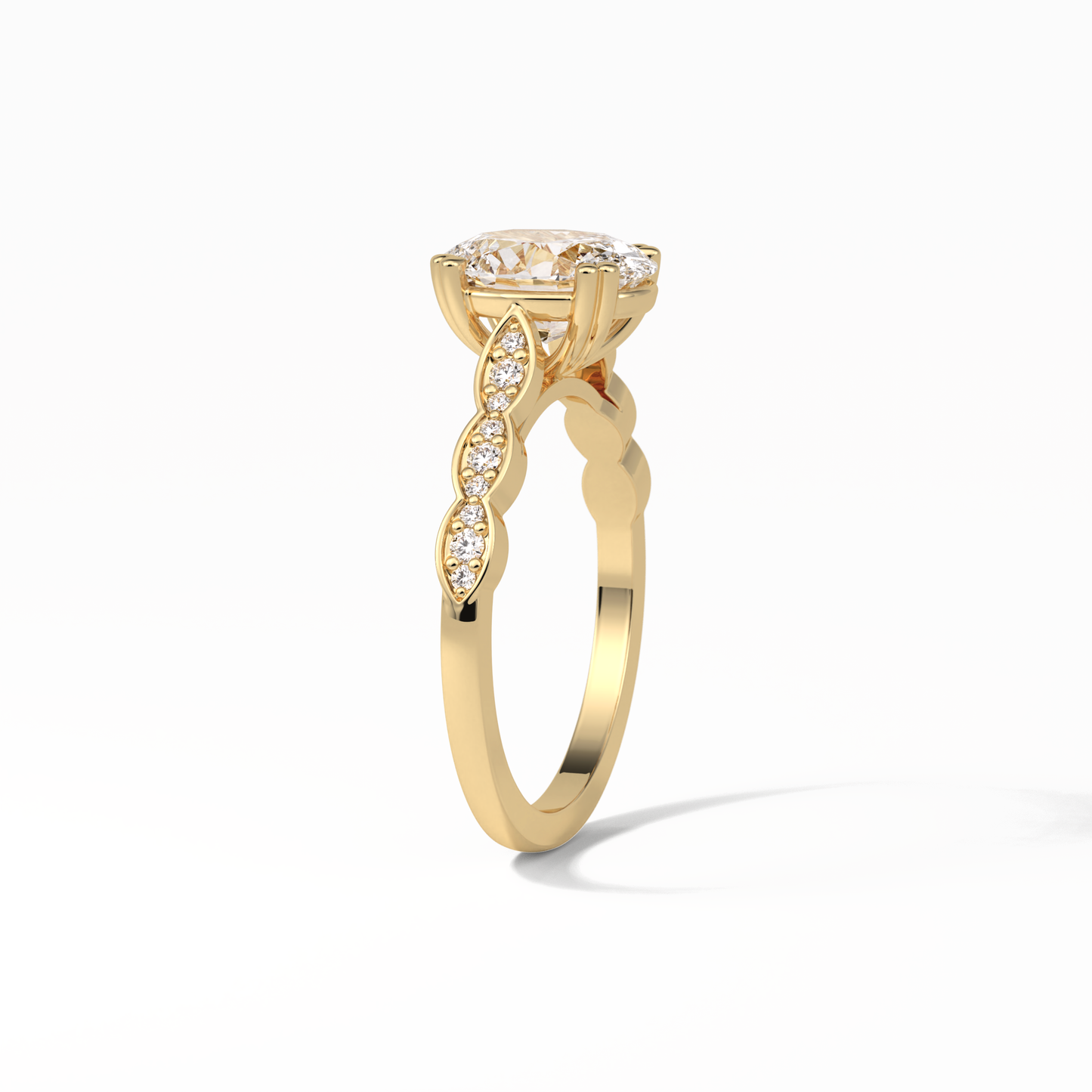 Oval Pave & Halo Lab Grown Diamond Engagement Ring