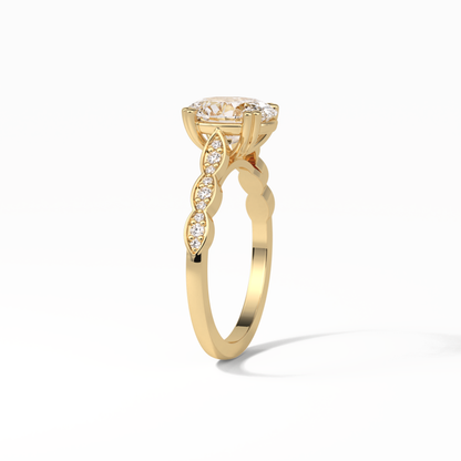 Oval Pave & Halo Lab Grown Diamond Engagement Ring