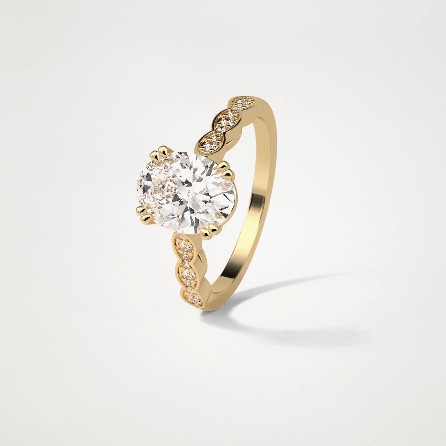 Oval Pave & Halo Lab Grown Diamond Engagement Ring