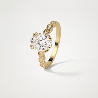 Oval Pave & Halo Lab Grown Diamond Engagement Ring